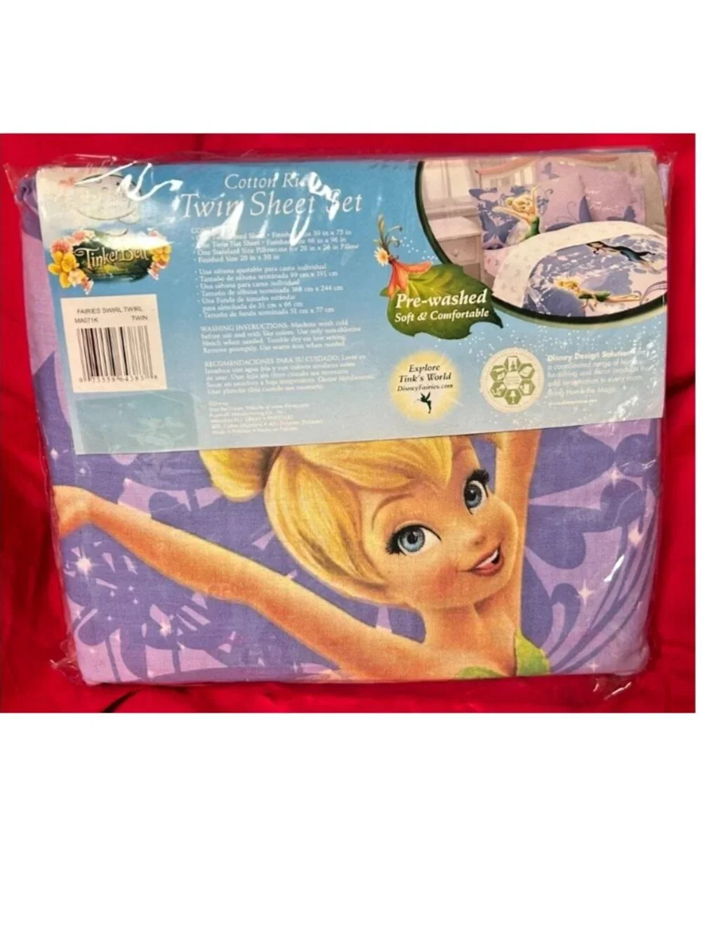 NEW~TWIN Comforter Sheet set~vtg DISNEY PRINCESS~FAIRIES TINKERBELL~cotton rich